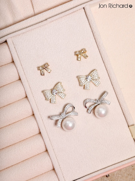 Jon Richard Gold Plated and Crystal Mini Bow Earrings (Y19505) | £18