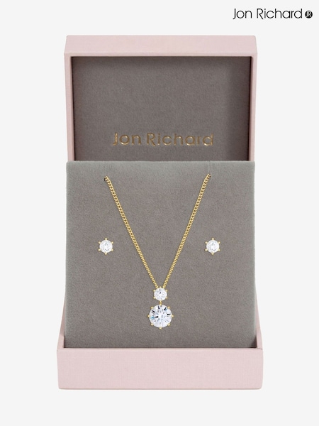 Jon Richard Gold Plated and Cubic Zirconia Round Drop Box Set Gift Box (Y19510) | £25