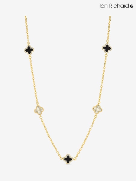 Jon Richard Gold Tone Pave and Jet Clover Necklace (Y19518) | £35