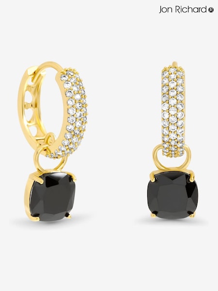 Jon Richard Gold Plated Pave and Jet Huggie Charm Earrings (Y19530) | £25