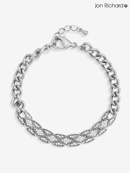 Jon Richard Silver Rhodium Plated and Pave Link Bracelet (Y19545) | £25