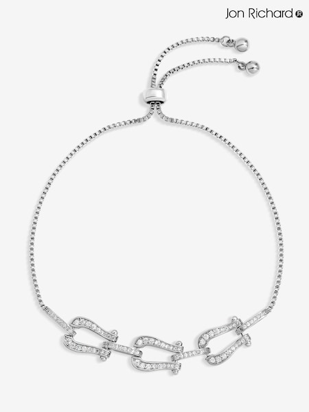 Jon Richard Silver Rhodium Plated and Pave Link Toggle Bracelet (Y19547) | £20