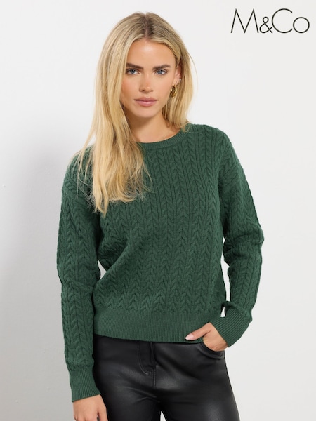 M&Co Green Petite Mini Cable Jumper (Y19667) | £33
