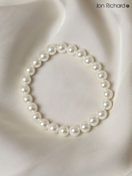 Jon Richard Gold Tone Single Row Pearl Stretch Bracelet (Y19827) | £18