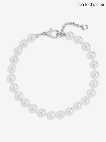 Jon Richard Silver Plated 6mm Knotted Pearl Effect Bracelet (Y19828) | £20