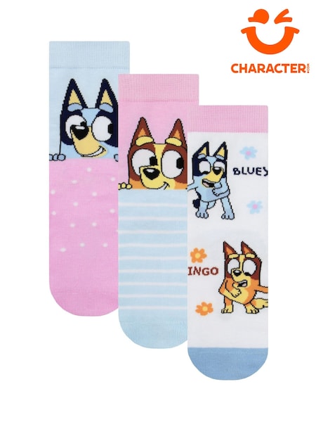 Character Pink Bluey And Bingo 3 Pack Ankle Socks (Y19906) | £11