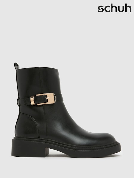 Schuh Black Courtney Buckle Boots (Y20132) | £45
