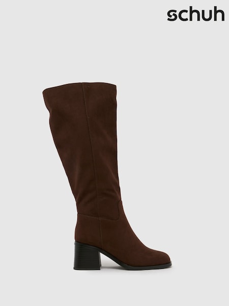 Schuh Brown WF Dot Block Heel Boots (Y20135) | £65