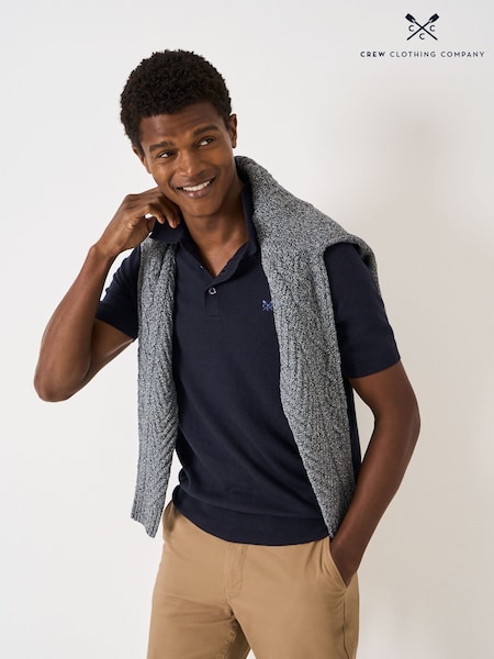 Crew Clothing Blue Short Sleeve Polo Jumper (Y20359) | £45