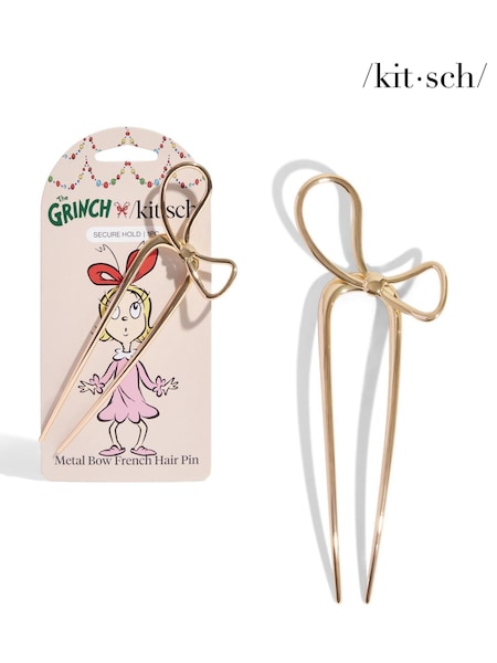 Kitsch The Grinch x Kitsch Metal Bow French Hair Pin (Y20439) | £10