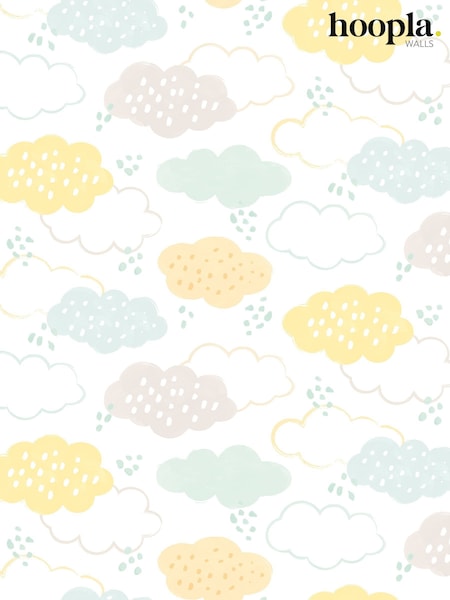Hoopla Walls Lemon Fizz Fluffy Clouds A4 Wallpaper Sample (Y20477) | £1