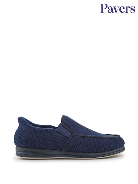 Pavers Blue Extra Wide Corduroy Slippers (Y20651) | £30