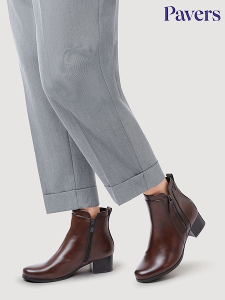 Pavers Brown Smart Zip-Fastening Boots (Y20655) | £40