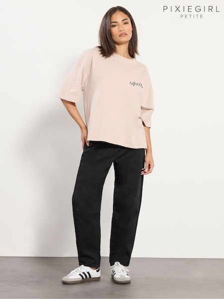 PixieGirl Petite Black Non Stretch Barrel Leg Jeans (Y20698) | £34