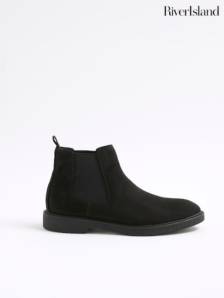 River Island Black Crepe Sole Chelsea Boots (Y20719) | £49