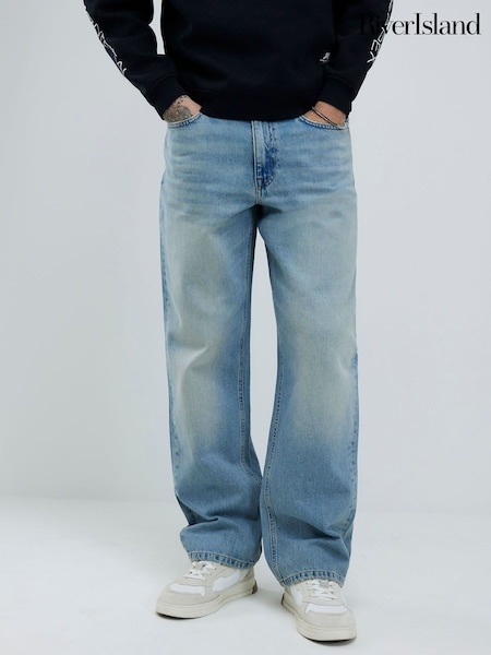 River Island Blue Loose Fit Washed Jeans (Y20734) | £42