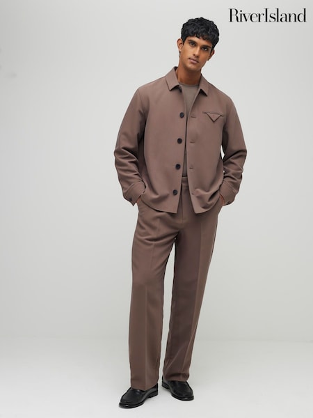 River Island Brown Relaxed Fit Soft Tailored Stretch Trousers (Y20753) | £42
