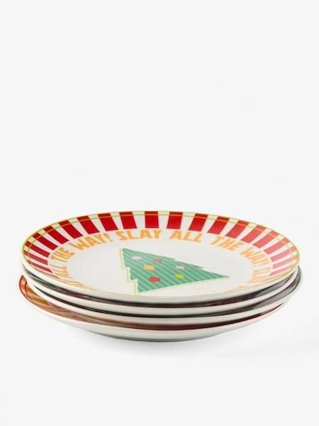 Hottie White Jollie Christmas Set Of 4 Side Plates (Y20839) | £20