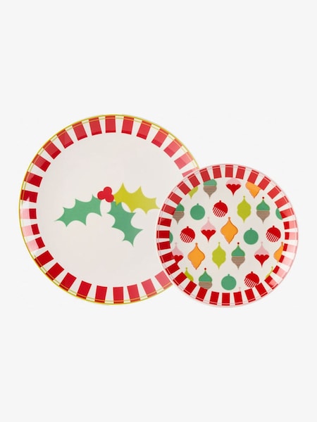 Hottie White Jollie Christmas 8 Piece Dinner Plate Set (Y20844) | £40