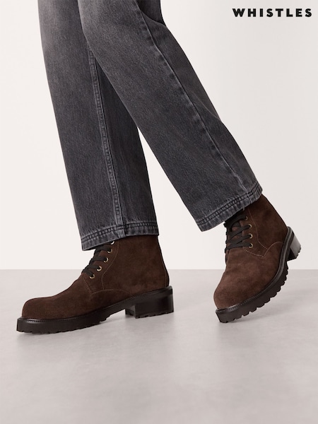 Whistles Brown Suede Lace Up Boots (Y20959) | £185