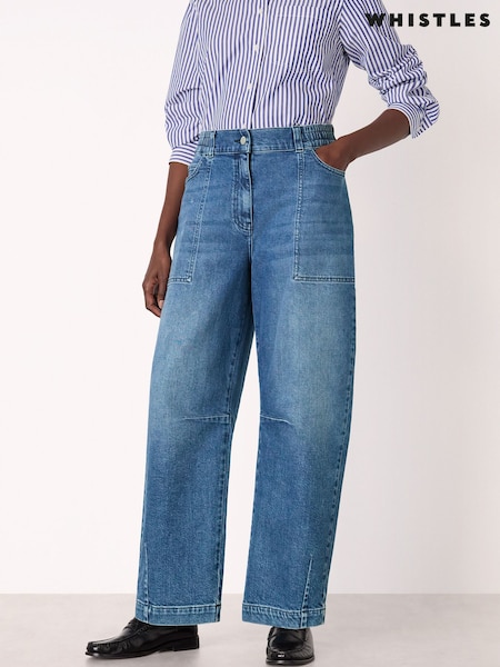 Whistles Blue Elasticated Waist Barrel Jeans (Y20963) | £99