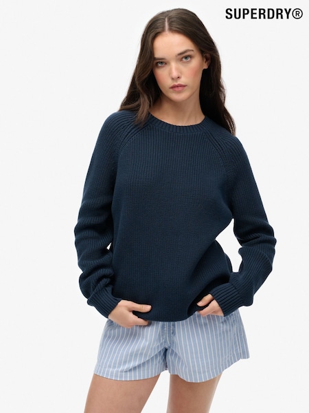 Superdry Blue Relaxed Ribbed Knitted Jumper (Y21167) | £45