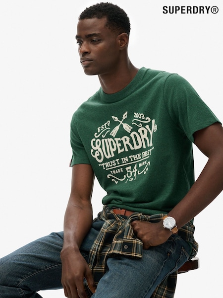 Superdry Green Outdoor Flock Relaxed T-Shirt (Y21168) | £30
