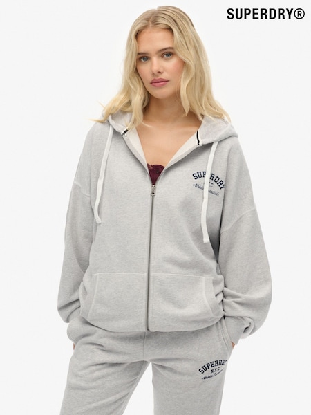Superdry Grey Athletic Essentials Oversized Zip Hoodie (Y21181) | £55