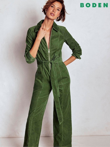 Boden Green Zip Up Cord Jumpsuit (Y21366) | £139