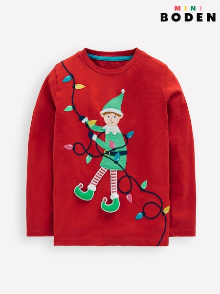 Boden Red Long Sleeve Novelty 3D T-Shirt (Y21369) | £22 - £25