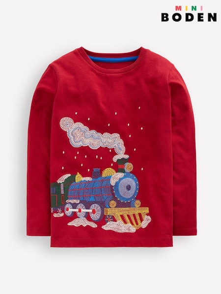 Boden Red Superstitch Sleeved T-Shirt (Y21375) | £19 - £21
