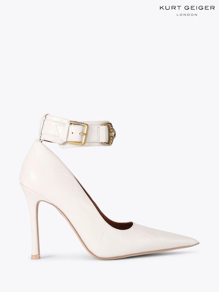 Kurt Geiger London Cream Mansion Ankle Strap Court Shoes (Y21526) | £219