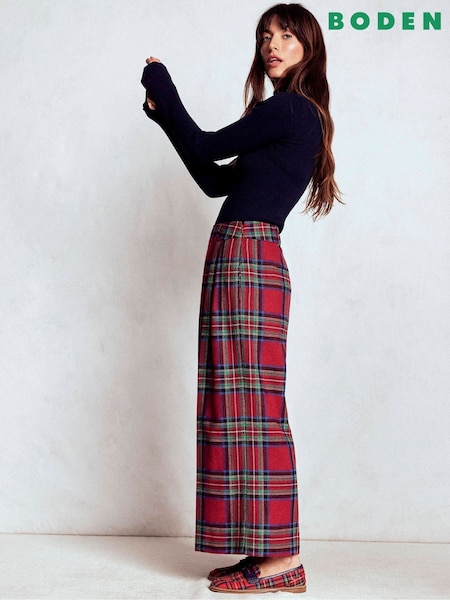 Red Pleated Wool Culottes (Y21789) | £159