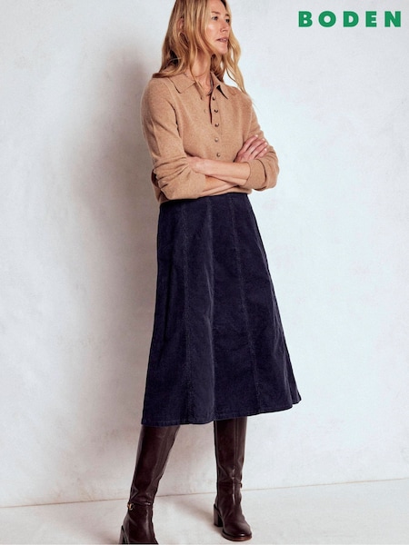 Boden Blue Joy Cord Midi Skirt (Y21798) | £99