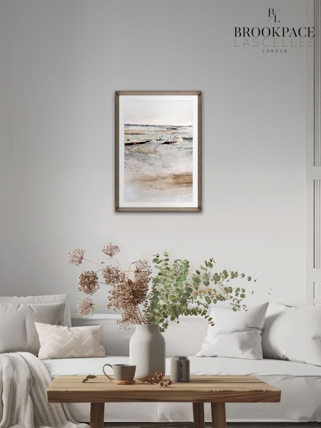 Brookpace Lascelles Natural Brown Hand Made in UK 'August I' Abstract Wall Art in a Walnut Wood Aesthetic Frame 50 x 70cm (Y21859) | £175