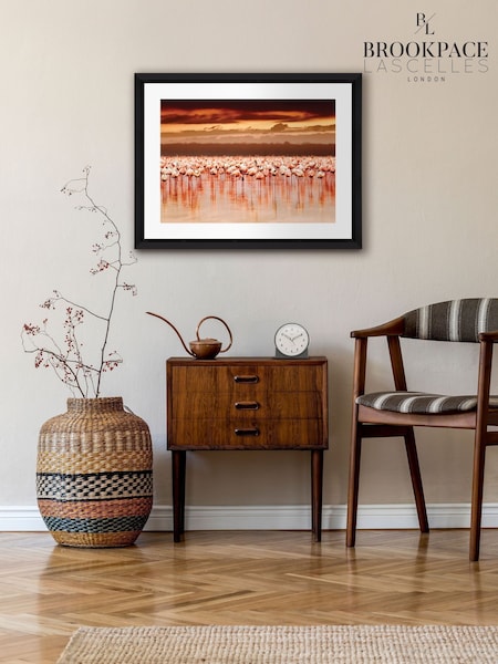 Brookpace Lascelles Multi Black Hand made in UK 'Flamingo's' Wall Art in Stylish Gloss Finish Studio Frame  81 X 61Cm (Y21864) | £215