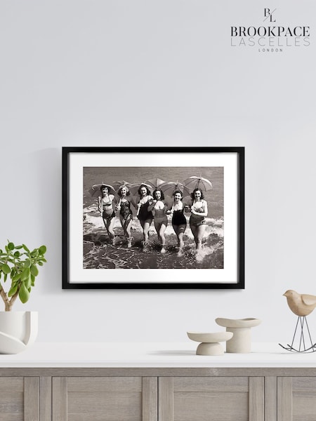 Brookpace Lascelles Black/White Girls Hand Made In Uk With Parasols Wall Art In A Modern Matte Finish Blackbox Frame  50 X 40cm (Y21872) | £130