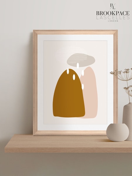 Brookpace Lascelles Natural Hand Made in UK 'Spring Showers' Abstract Scandi Wall Art in a Wood Aesthetic Frame 40 x 50cm (Y21875) | £130