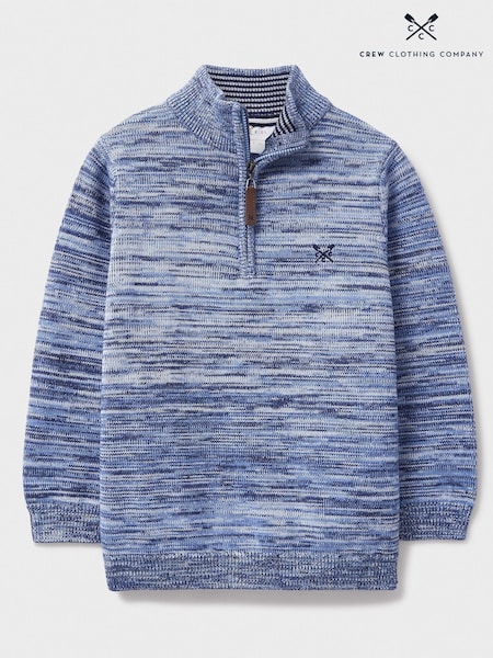 Crew Clothing Blue Space-Dye Half-Zip Jumper (Y22146) | £32 - £40