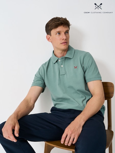 Crew Clothing Company Green Classic Pique Polo Shirt (Y22147) | £40