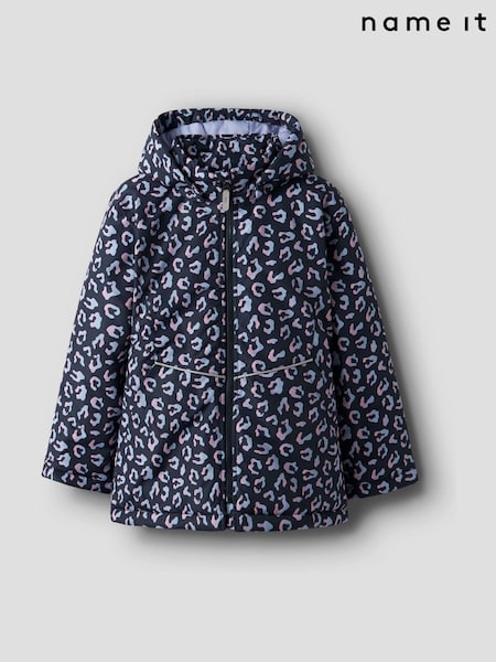 Name It Blue Water Repellent Leopard Padded Coat (Y22152) | £38