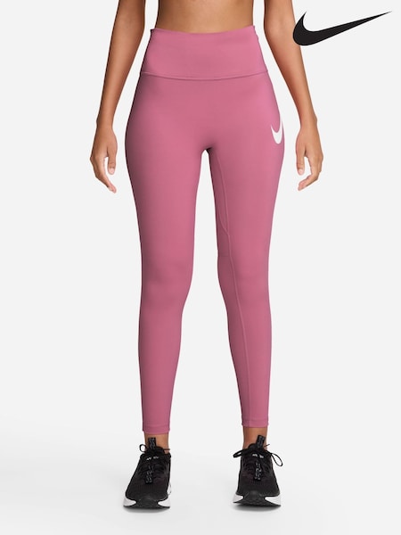 Nike Peony Pink Tempo Swoosh Run High-Waisted 7/8 Running Leggings (Y22303) | £50