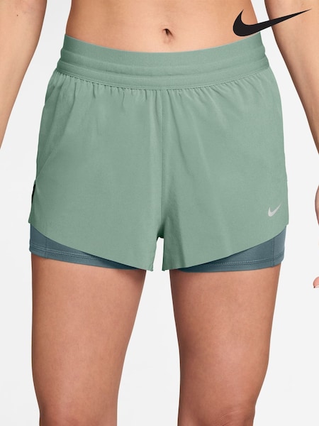 Nike Steam Green Swift Dri-FIT Mid Rise 2-in-1 Running Shorts (Y22305) | £55