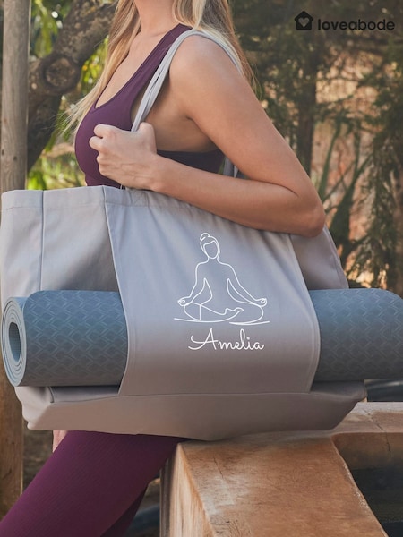 Loveabode Natural Personalised Mantra Yoga Bag With Yoga/Pilates Mat Holder (Y22364) | £23