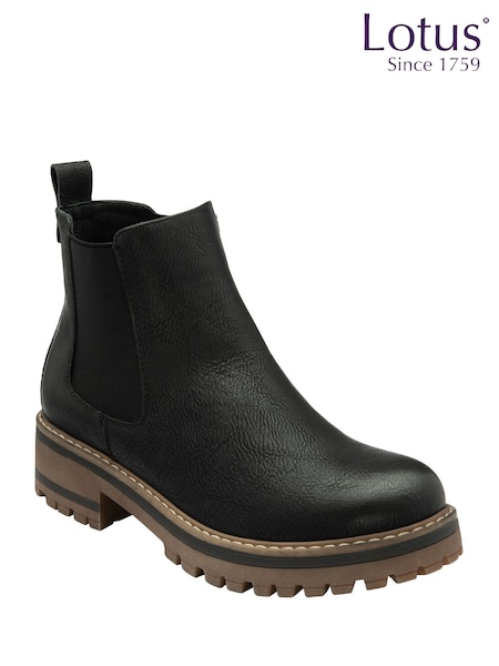 Lotus Black Wide Fit Wide Fit Casual Ankle Boots (Y22400) | £65