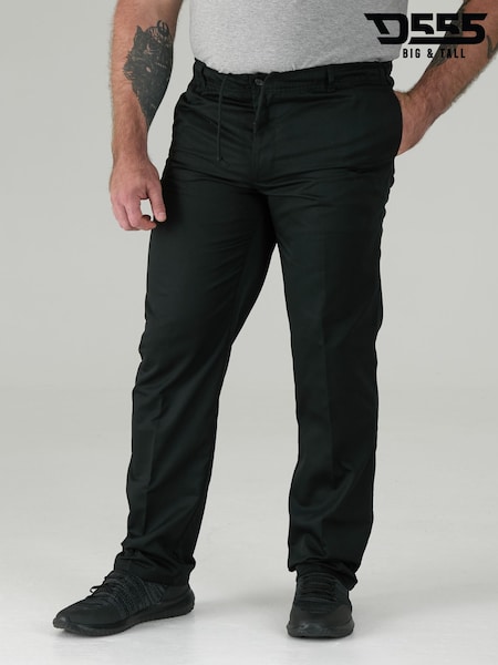 D555 Black BASILIO Full Elastic Waist Rugby Trousers With Draw Cord (Y22445) | £43