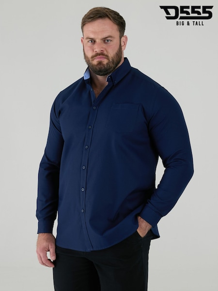 D555 Blue RICHARD Classic Oxford Long Sleeve Button Down Shirt With Chest Pocket (Y22482) | £33