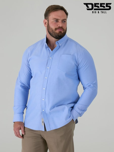 D555 Blue RICHARD Classic Oxford Long Sleeve Button Down Shirt With Chest Pocket (Y22486) | £33