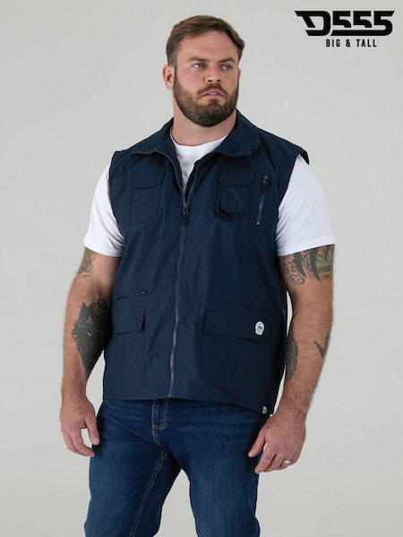 D555 Blue ENZO Multi Pocket Waistcoat (Y22488) | £50