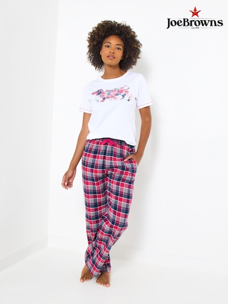 Joe Browns Pink Sausage Dog Check Pyjamas Set (Y22499) | £35